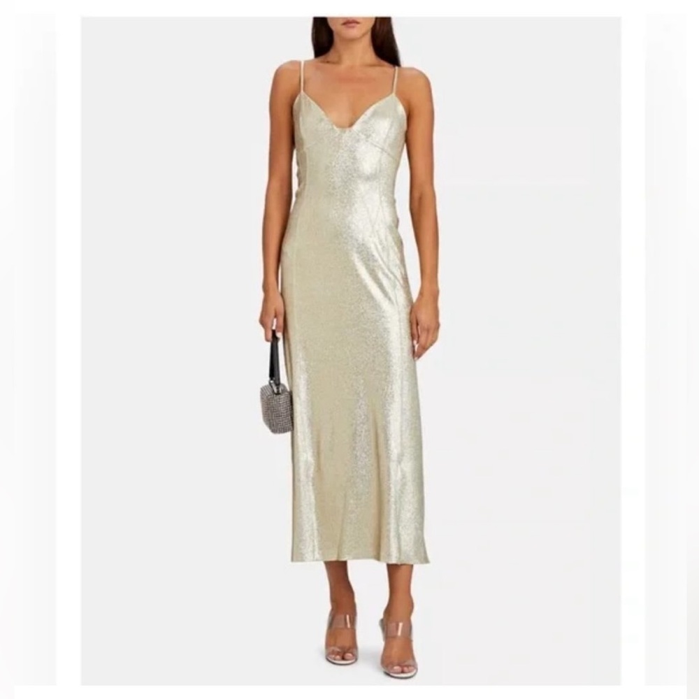 Paco Rabanne Gold Spaghetti Strap Slip Dress